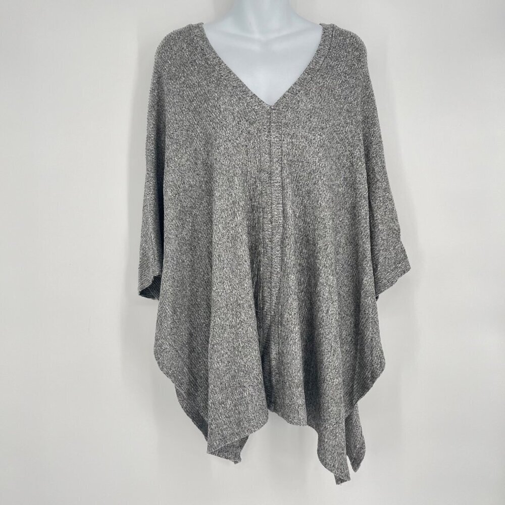 Cherish Heather Gray Knit Poncho Soft & Cozy Oversized size Small